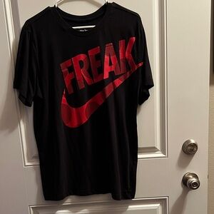 Nike Men's Black Tee with Red Graphic